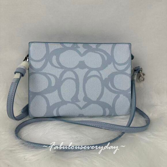 Coach Slim Crossbody Bag In Sketch Signature Canvas CBL93 Ice Blue NWT - Picture 2 of 7